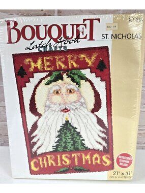 Spinrite Ltd Bouquet Latch Hook Crafts Kit 213 Merry Christmas 21" x 31" Santa